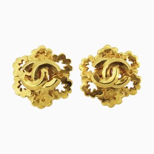 Chanel Earrings Here Mark Gp Plated Gold 96P Ladies, Set of 2