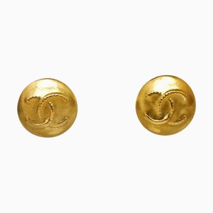 Pendientes Chanel Cocomark bañados en oro para mujer, Juego de 2