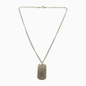 Matelasse Coco Mark Plate 05P Necklace in Metal Silver from Chanel