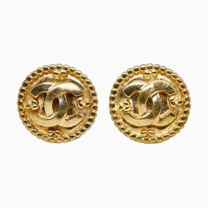 Chanel Cocomark Circle Earrings Gold Plated Ladies, Set of 2