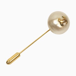 CHANEL pin brooch pearl here mark ladies aq7771