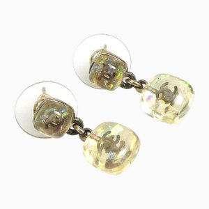 Earrings Here Mark in Resin/Metal Clear/Gold Ladies from Chanel, Set of 2