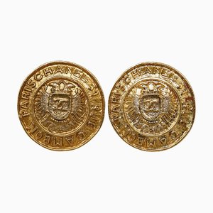 Chanel Cocomark Earrings Gold Plated Women's, Set of 2