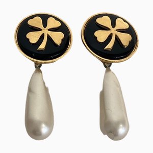 Chanel Clover Tiadoro Fake Pearl Brand Accessories Earrings Ladies, Set of 2