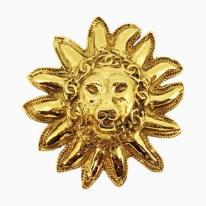 CHANEL brooch lion motif GP plated gold men's women's