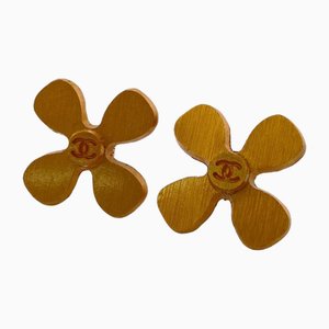 Gold Clover Earrings from Chanel, Set of 2