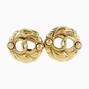 Chanel Cocomark Vintage Gold Plated 23 Ladies Earrings, Set of 2