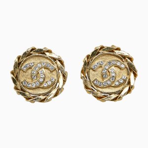 Cocomark Rhinestone Chain Earrings in Gold Plated from Chanel, Set of 2