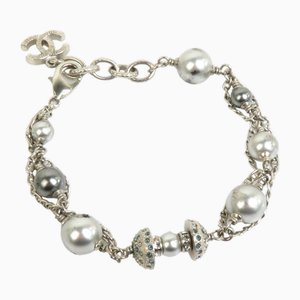 Bracciale metallo/finta perla argento di Chanel
