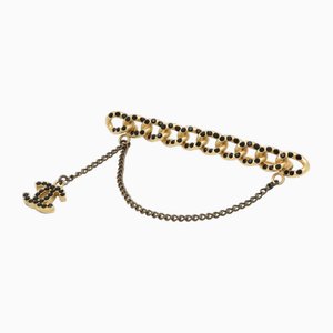 Coco Mark Chain Pin Brooch Gp Rhinestone Gold Black 01a from Chanel