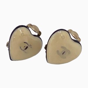 Heart 06P Coco Mark Earrings Zipang in Gold from Chanel, Set of 2