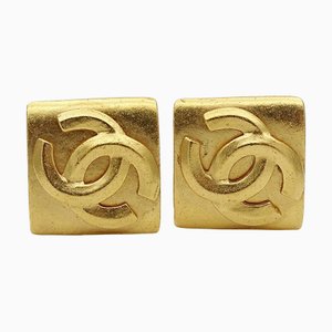 Chanel Earrings Ladies Brand Gold Diamond Motif, Set of 2