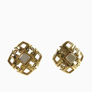 Chanel Cocomark Vintage Gold Plated 23 Women's Earrings, Set of 2