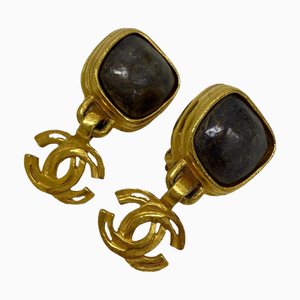 Colored Stone 97A Coco Mark Earrings in Gold from Chanel, 1997, Set of 2
