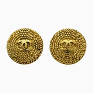 Round Coco Earrings in Gold from Chanel, Set of 2
