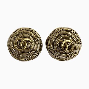 Chanel Cocomark 94A Gold Color Brand Accessories Earrings Ladies, Set of 2