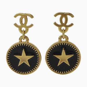 Boucles d'Oreilles en Or Noir Coco Mark Star Swing Plaqué 01p Gp de Chanel, Set de 2