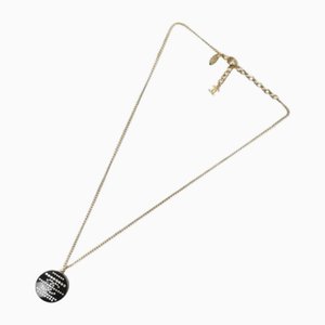 Here Mark CC Rhinestone Pendant Necklace in Gold Black from Chanel