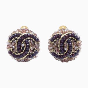 Cocomark Earrings 00a Beads Gp Gold Plated 290953 from Chanel, Set of 2