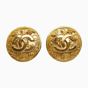 Coco Mark Round Earrings Gold Plated from Chanel, Set of 2