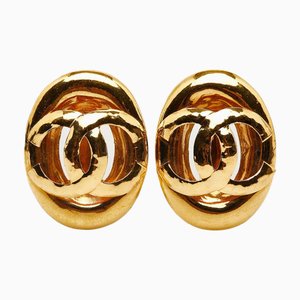 Oval Coco Mark Earrings in Gold Plate from Chanel, Set of 2