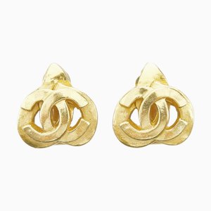 Coco Mark Heart Motif Earrings in Gold Plate from Chanel, Set of 2