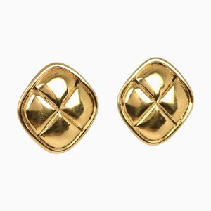 Chanel Rhombus Earrings Matelasse Vintage Gold-Plated Ladies, Set of 2
