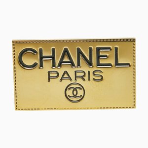 CHANEL nameplate brooch gold plated ladies