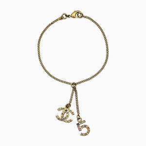 Gold Colored Stone Coco Mark Rhinestone Bracelet from Chanel