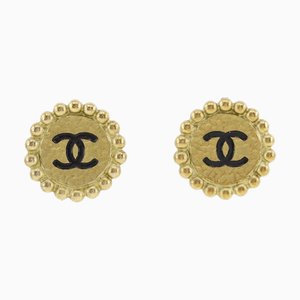 Vintage Coco Mark Earrings in Gold Plate from Chanel, France, Set of 2