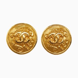 Chanel Cocomark Earrings Gold Plated Women's, Set of 2