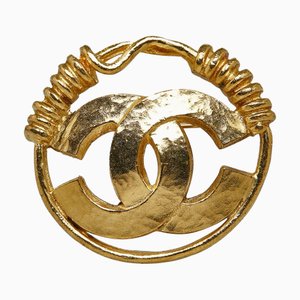 CHANEL Cocomark Twist Circle Brooch Gold Plated Ladies