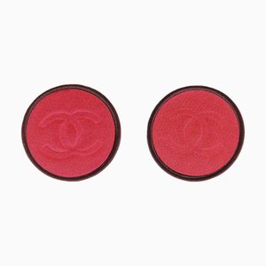 Chanel Coco Button Earrings Leather Ladies, Set of 2