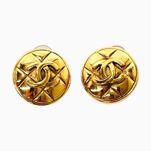 Matelasse Coco Mark Earrings in Metal & Gold from Chanel, Set of 2