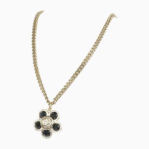 Camellia Pendant Necklace Metal / Black Stone Light Gold 42cm 06a Here Mark from Chanel