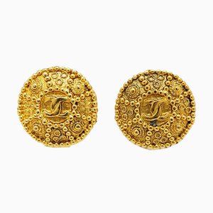 Coco Round Earrings in Brion Gold from Chanel, Set of 2