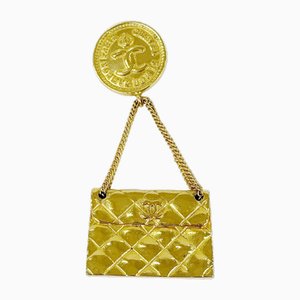 Broche con motivo de bolsa Coco Mark Matelasse Gp dorado para mujer de Chanel