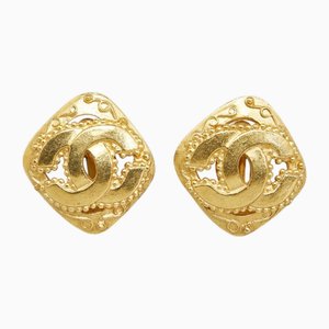 Coco Mark Diamond Earrings Gold Plated from Chanel, Set of 2