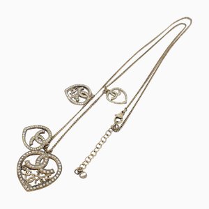 CHANEL Halskette mit Strasssteinen und Herzzeichen mit 4 Reihen pendant