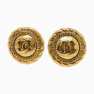 Round Coco Mark Earrings in Gold from Chanel, Set of 2