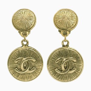 Chanel Earrings Gold Coco Mark Gp Swing Coin Women's Circle, Set of 2