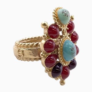 Colored Stone A14 Coco Mark Ring in Gold from Chanel