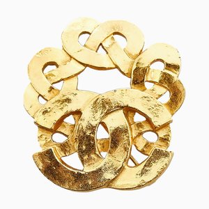 Coco Mark Clover Brooch in Gold Plate from Chanel