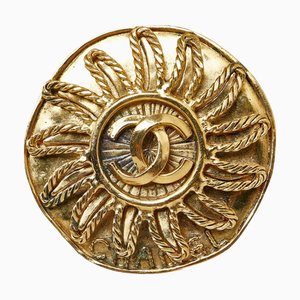 CHANEL Cocomark Sun Motif Brooch Gold Plated Ladies