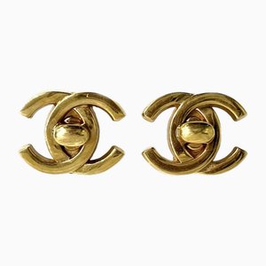 Coco Mark Turnlock Earrings from Chanel, Set of 2