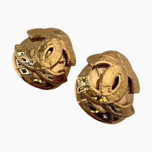 94P Coco Mark Earrings in Gold from Chanel, 1994, Set of 2