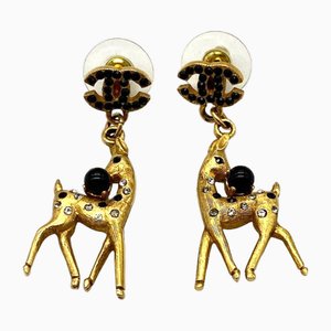 Earrings Coco Mark Rhinestone Bambi Deer Gold from Chanel, Set of 2