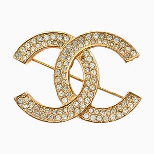 Brosche mit Strass in Gold von Chanel