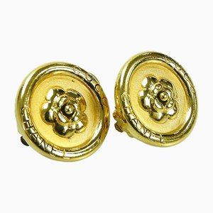 Pendientes Cocomark Camellia Gold Vintage Ladies Gp 97p de Chanel. Juego de 2