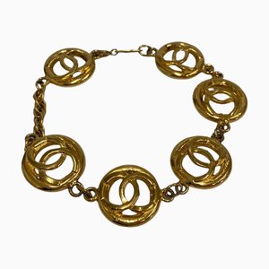 Vintage Coco Mark Logo Motif Bracelet in Gold from Chanel